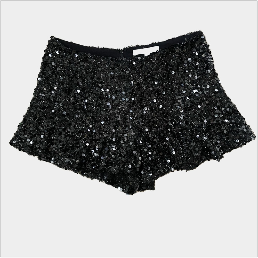 black sequin mini shorts, eras tour outfit